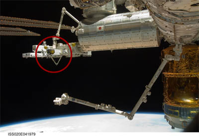 The HICO and RAIDS payload attached to the Japanese module of the International Space Station.